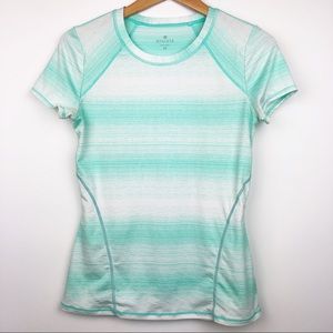 Athleta Running Wild Teal Ombre Short Sleeve Shirt